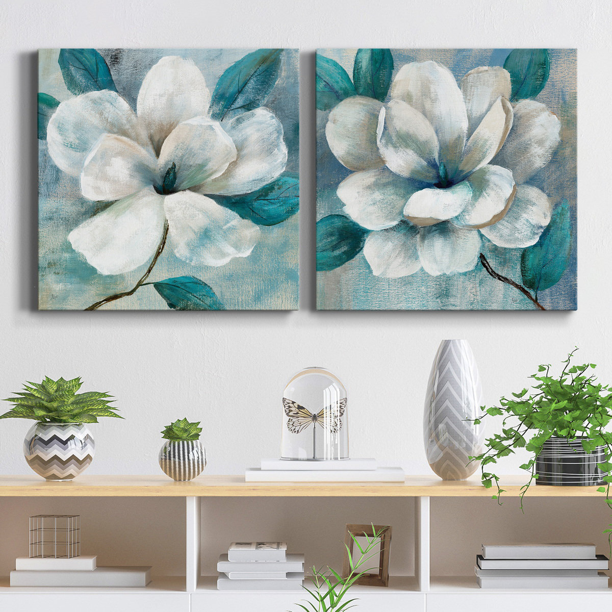 Lark Manor™ Magnolia I - 2 Piece Wrapped Canvas Print Set & Reviews | Wayfair